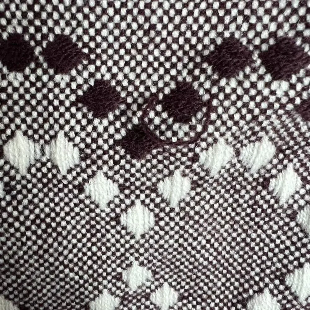 West Elm Throw Blanket Diamond Dot Decorative Burgundy White 44x56 Fringe